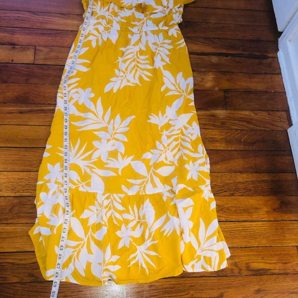NWT Old Navy Mustard Yellow Tropical Tiered Maxi Dress size large tall - Picture 8 of 16